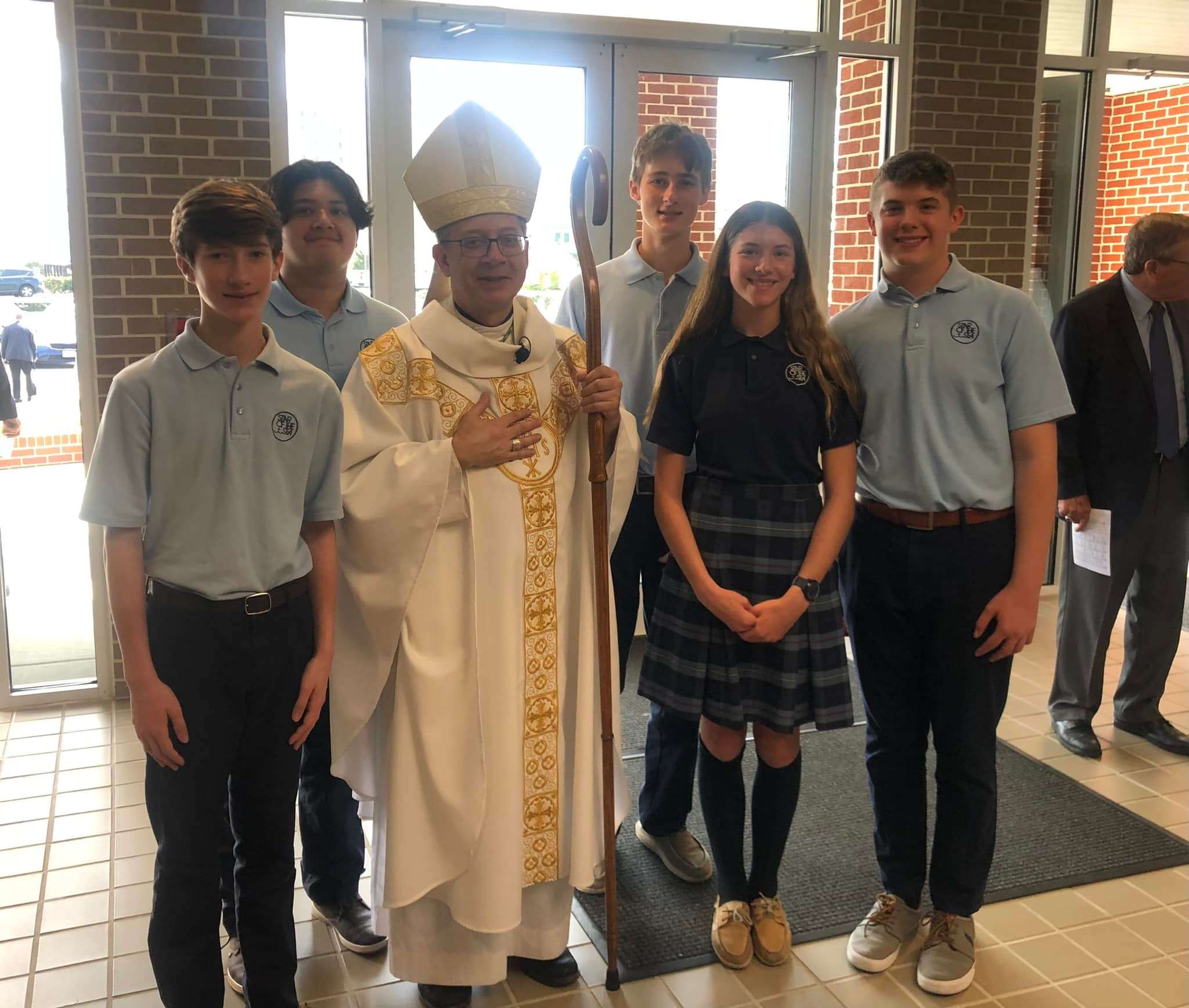 Bishop Barry and 8th graders